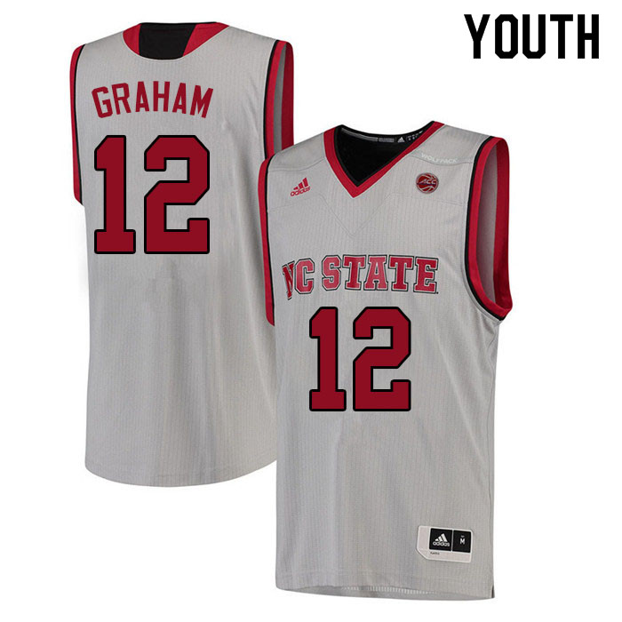 Youth #12 Chase Graham NC State Wolfpack College Basketball Jerseys Sale-White